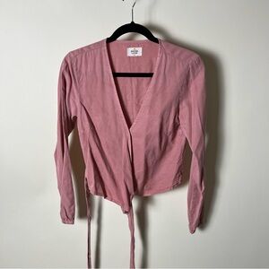 Marine Layer Dusty Rose Tie-Front Blouse